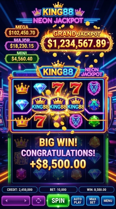 Screenshot antarmuka pengguna king88 yang menarik.